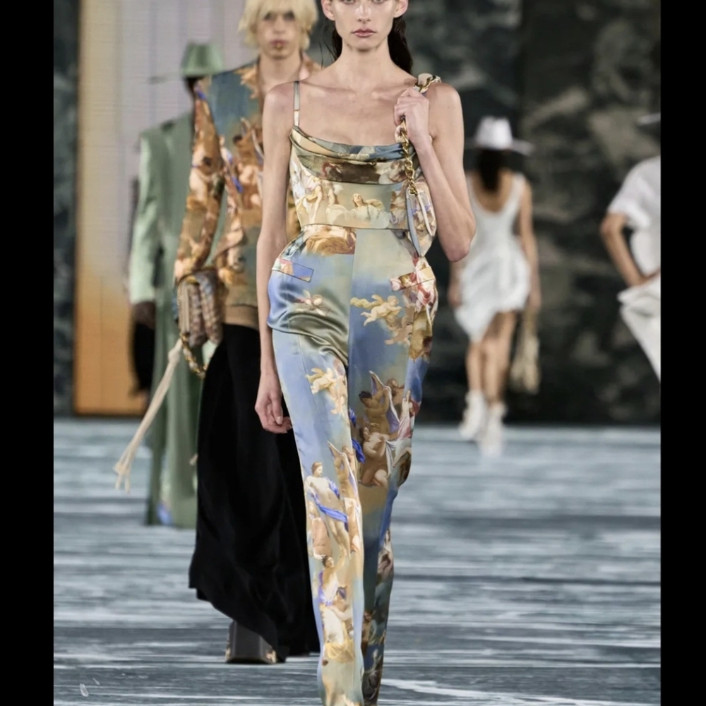 Balmain  Elegant Blue Printed Jumpsuit